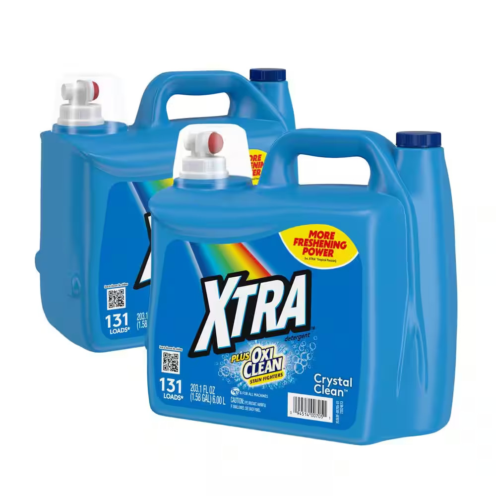 Xtra Crystal Clean Plus Oxiclean Dual HE Liquid Laundry Detergent, 203.1 oz 2 Pk