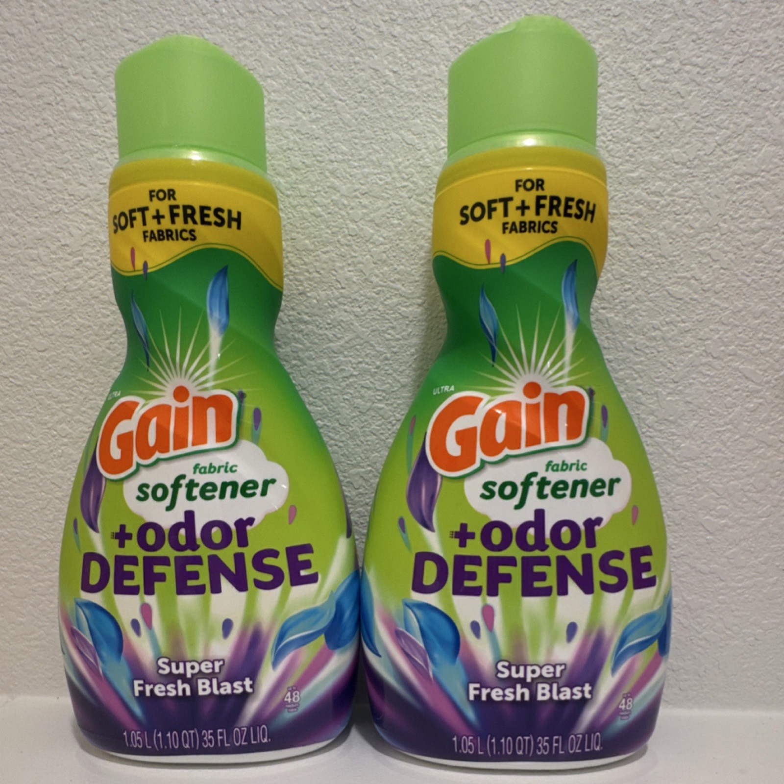 Gain Odor Defense Fabric Softener Liquid Super Fresh Blast 2 Bottles