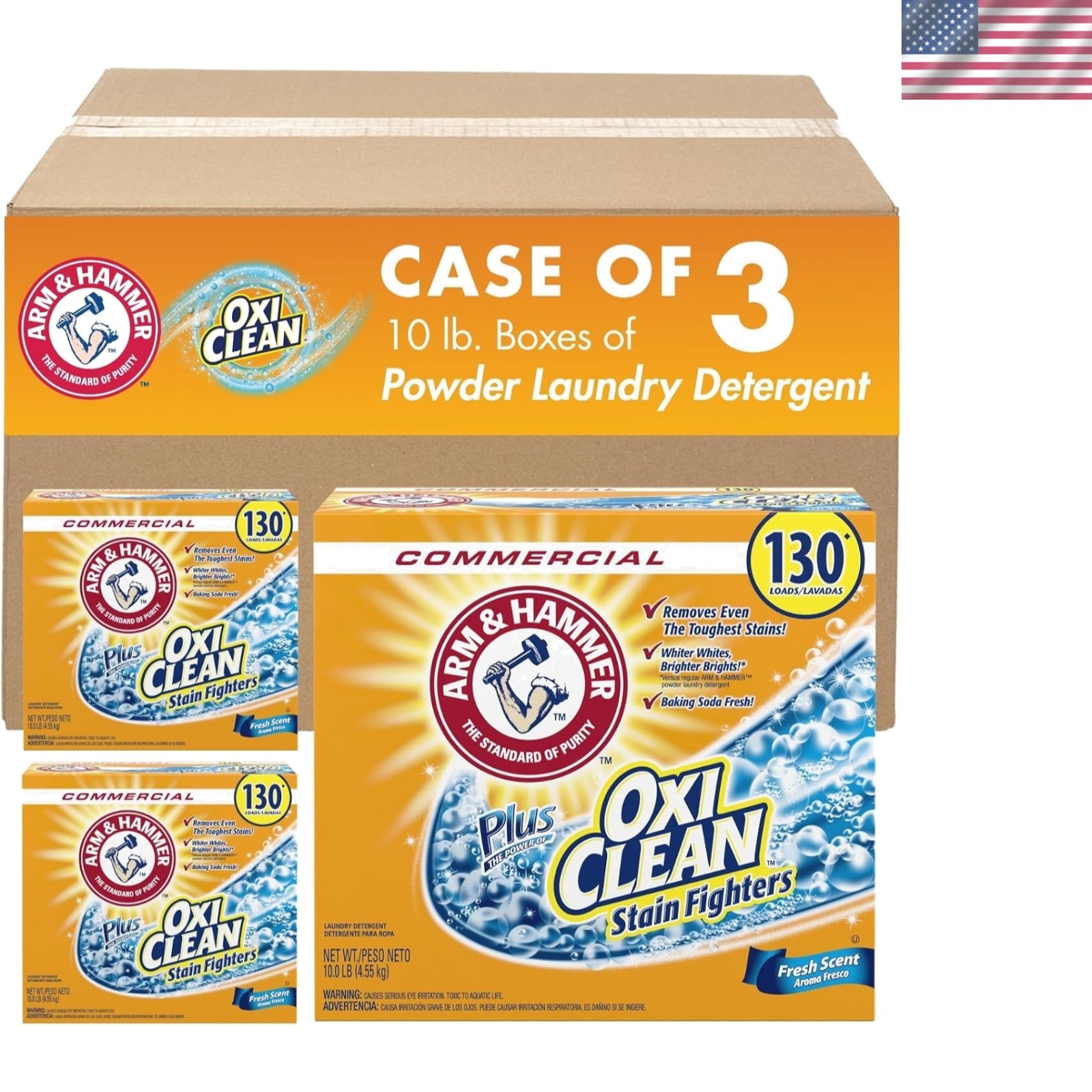 OxiClean Fresh Scent Laundry Detergent Powder – 3 Pack for Stain-Free Clothes
