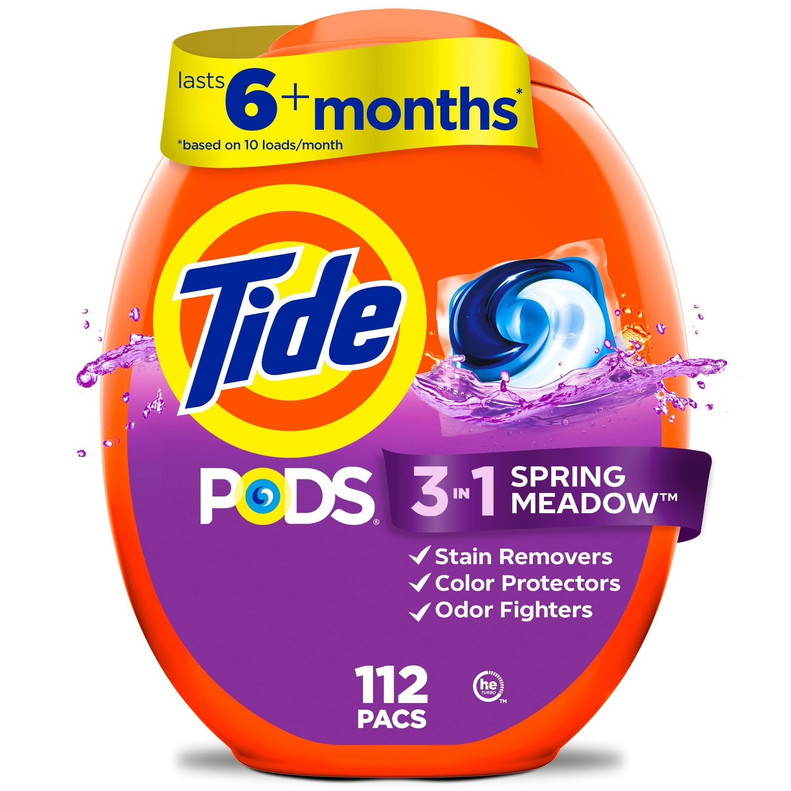 Tide PODS laundry detergent pacs, 3-in-1 Stain 112 Count (Pack of 1), red