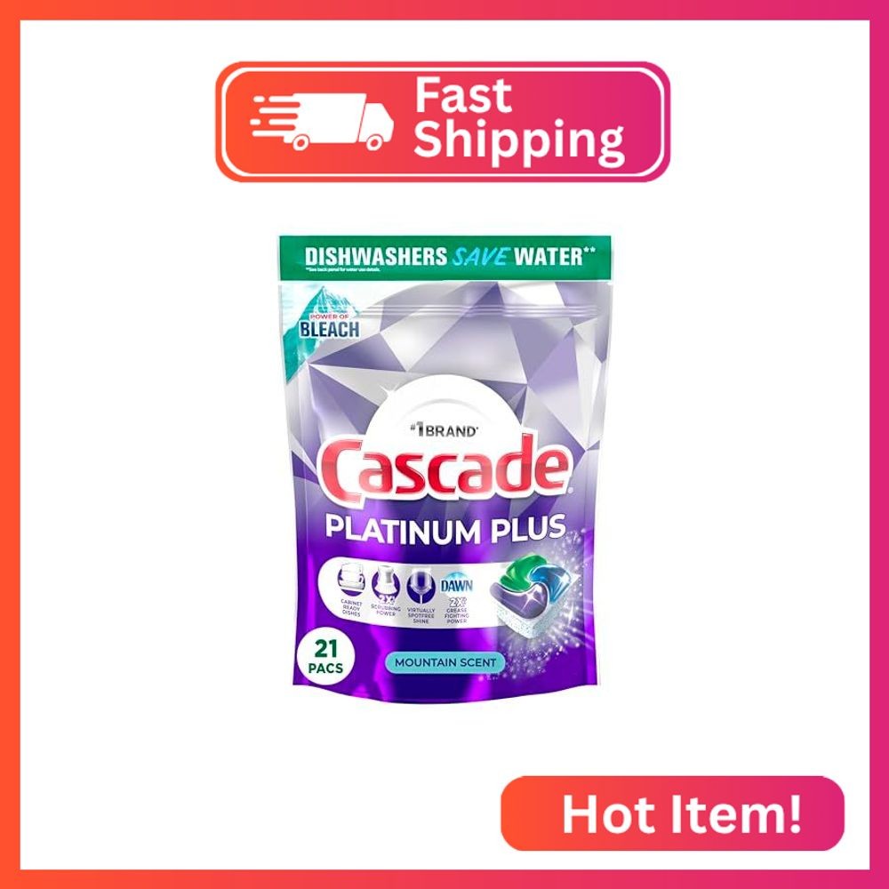 Cascade Platinum Plus Dishwasher Pods, Dish Detergent ActionPacs, Power of Bleac