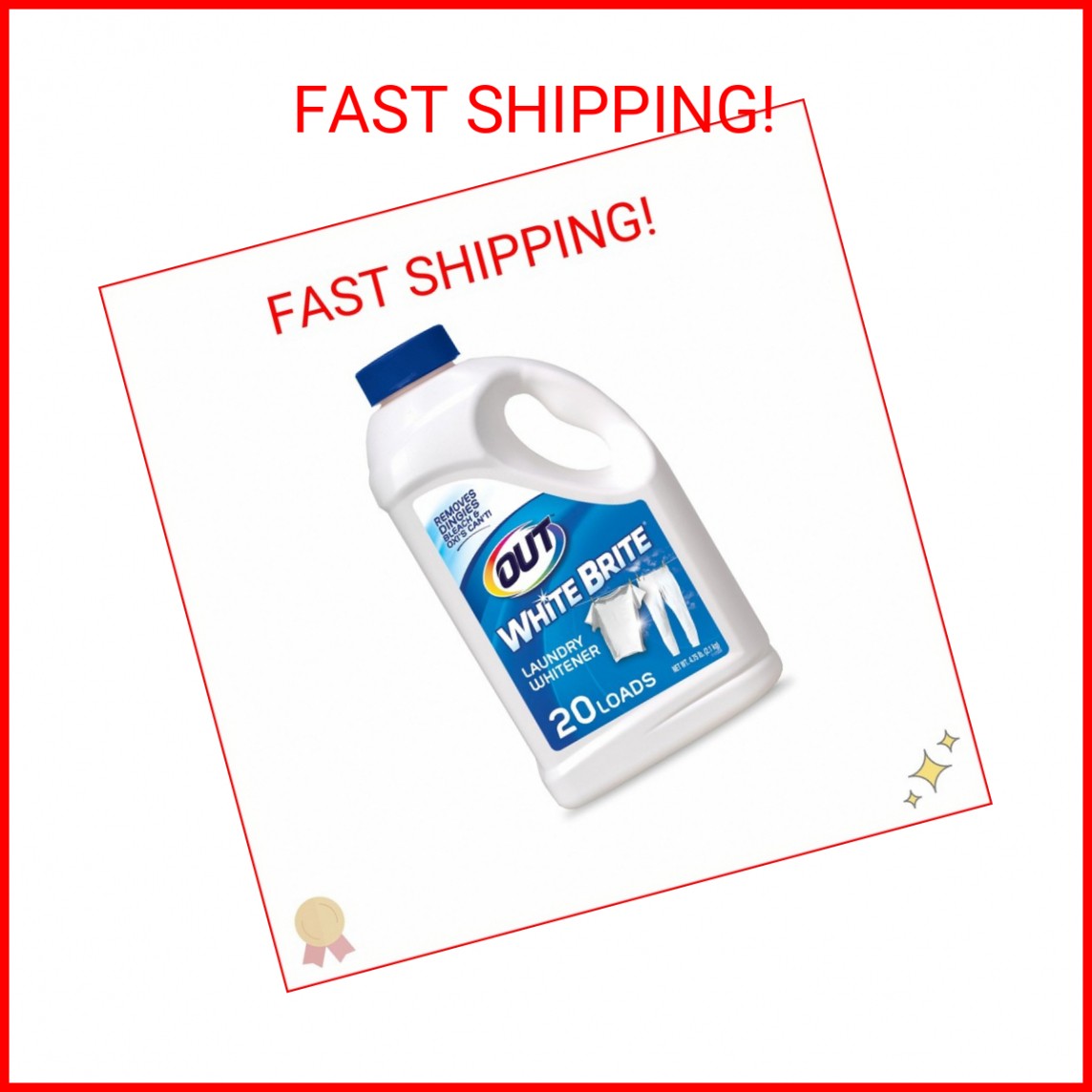 OUT White Brite Laundry Whitener Bleach Alternative, Stain Remover Detergent Boo