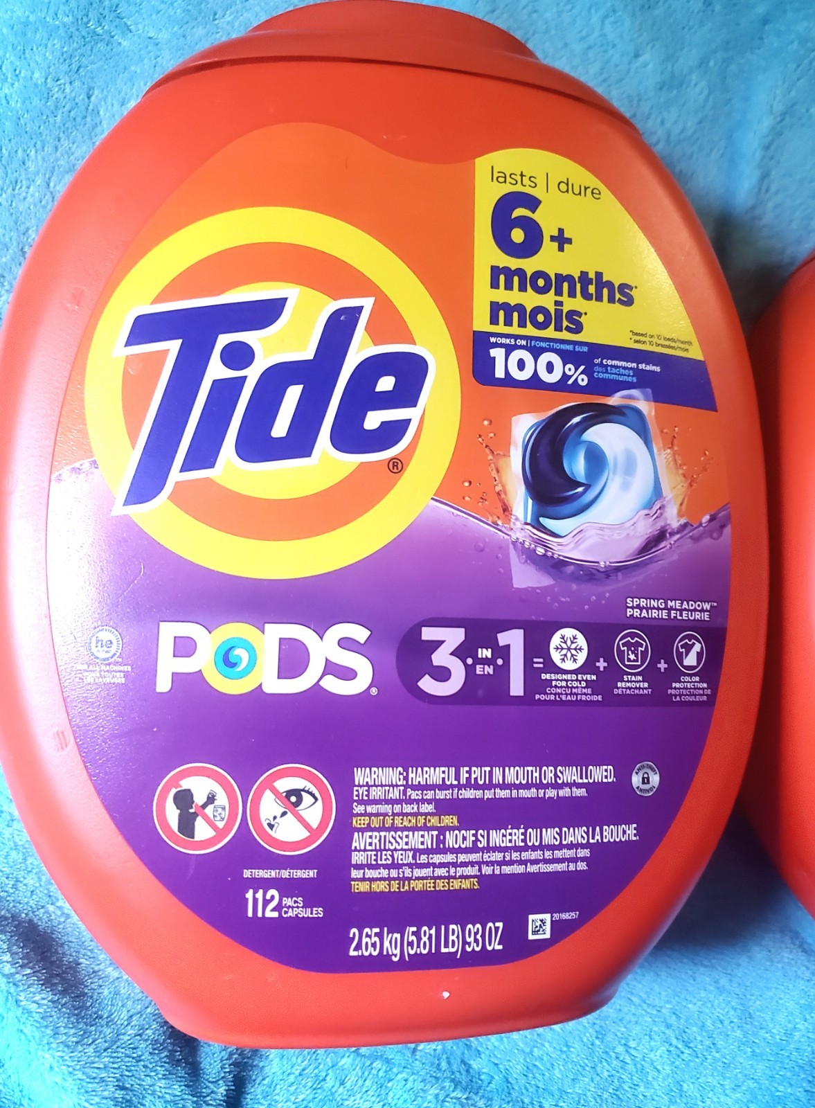 Two 3 in 1 Spring Meadow Scent Liquid Laundry Detergent Pods, 112-Count Each.