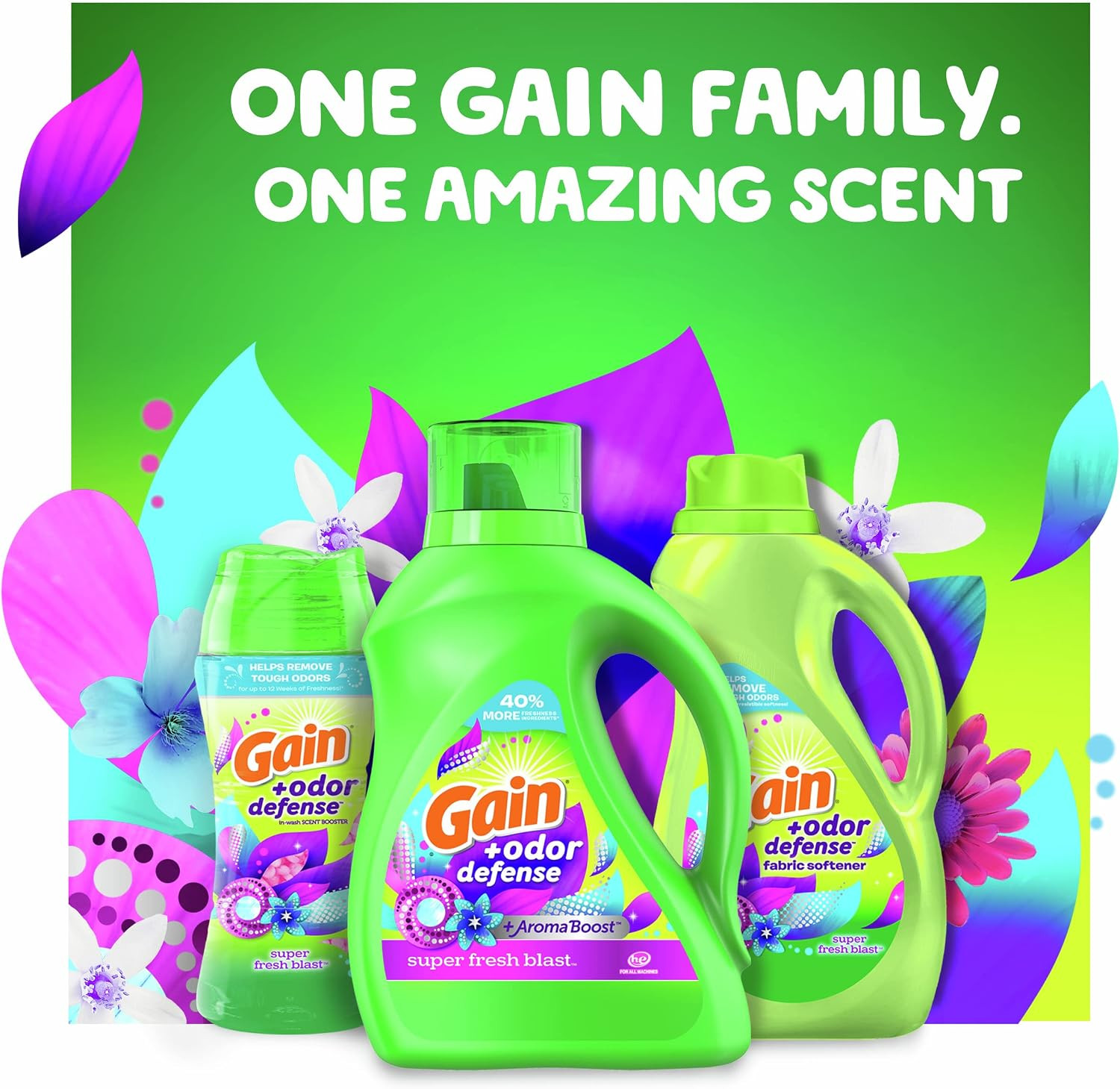 Gain Dryer Sheets plus Odor Defense, Super Fresh Blast Scent, 240 Count, Helps F