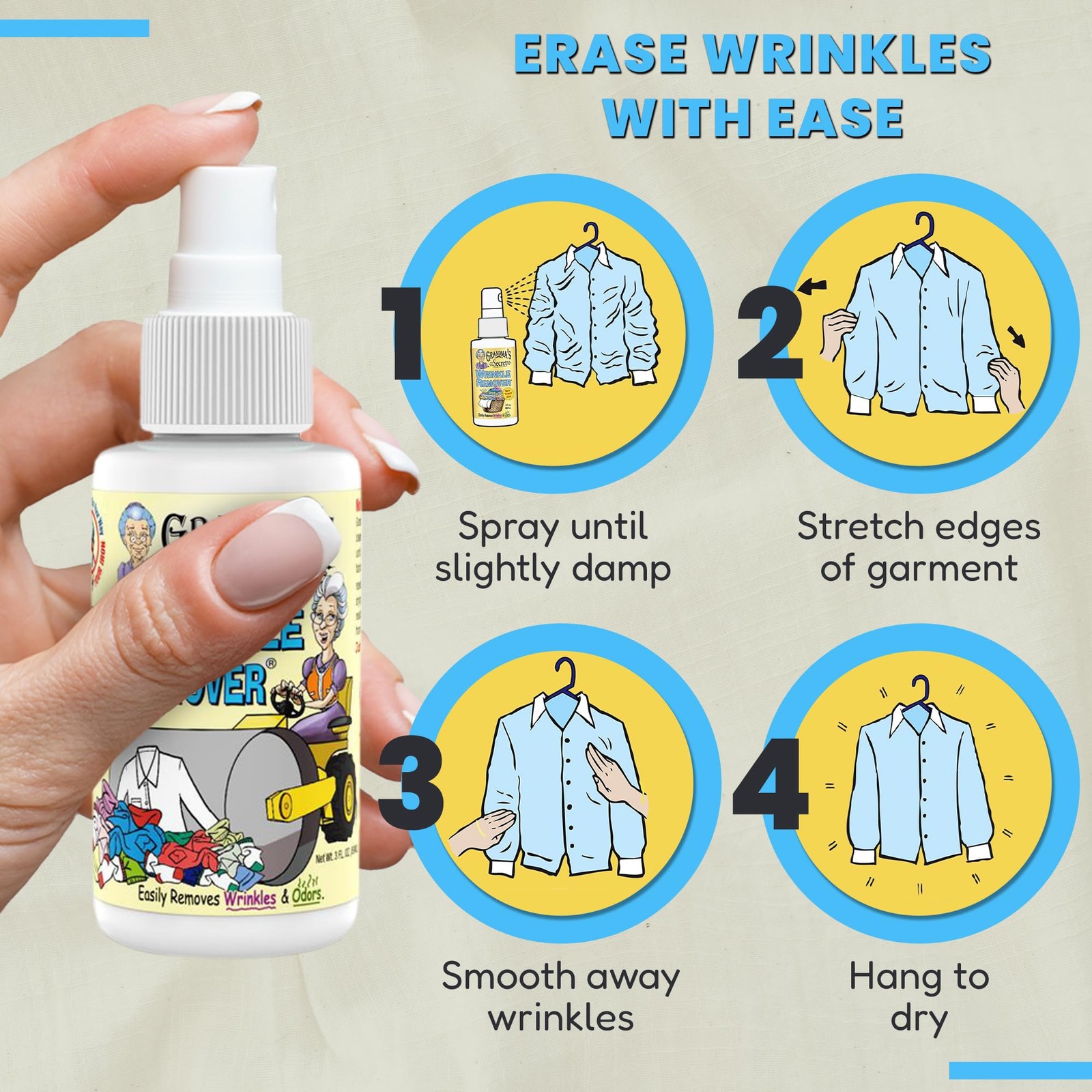 Grandma’s Secret Wrinkle Remover 3.00 Fl Oz (Pack of 1),