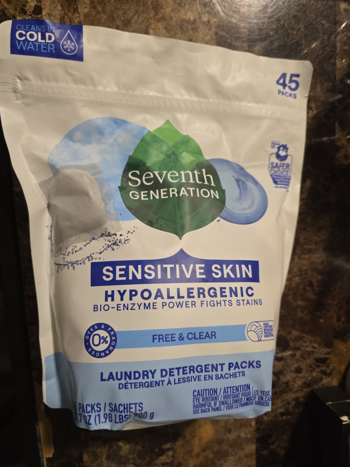 3 Pkgs. Laundry Detergent Packs, Free & Clear, Fragrance Free, 45 Packs Ea.