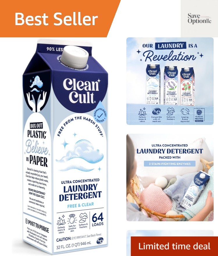 Ultra Concentrated Liquid Laundry Detergent Soap, 64 loads 32 oz, 90% Less Pl…