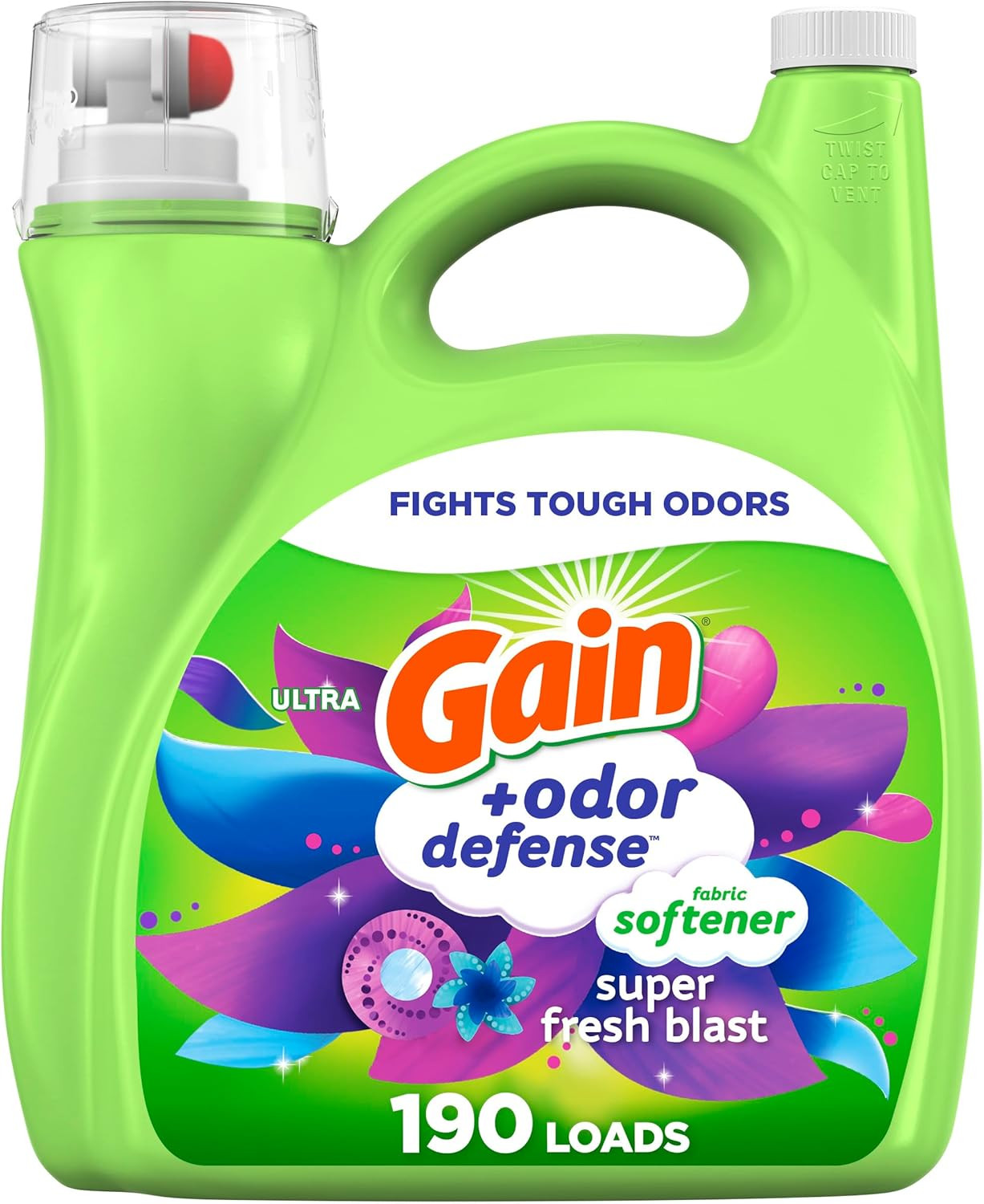 Odor Defense Liquid Fabric Softener, Super Fresh Blast Scent, 140 FL OZ, 190 Loa