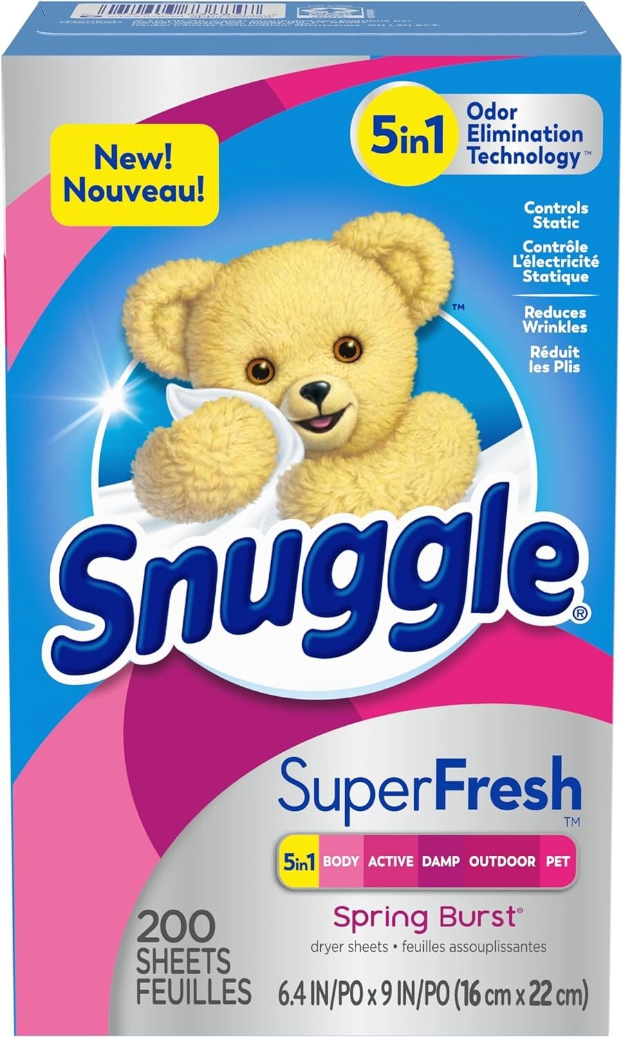 Plus SuperFresh 200 Dryer Sheets – Snuggly Softness & Odor Control, Spring Burst