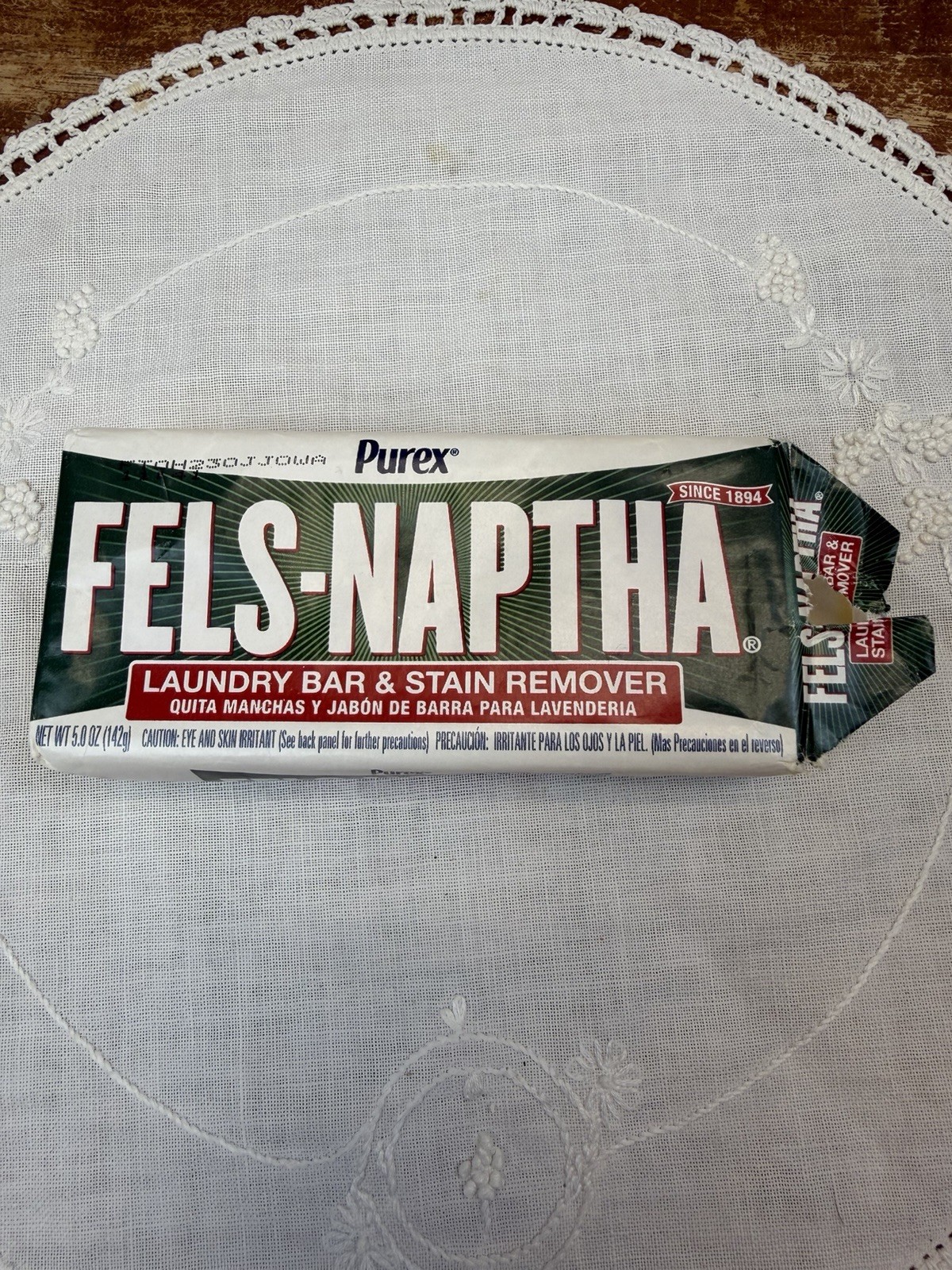 Purex Fels Naptha Laundry Bar Stain Remover 5oz New Open Pkg Vintage