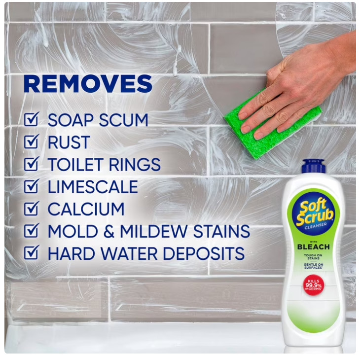 Soft Scrub with Bleach Cleaner 24 oz Bathroom & Kitchen Surface Cleaner