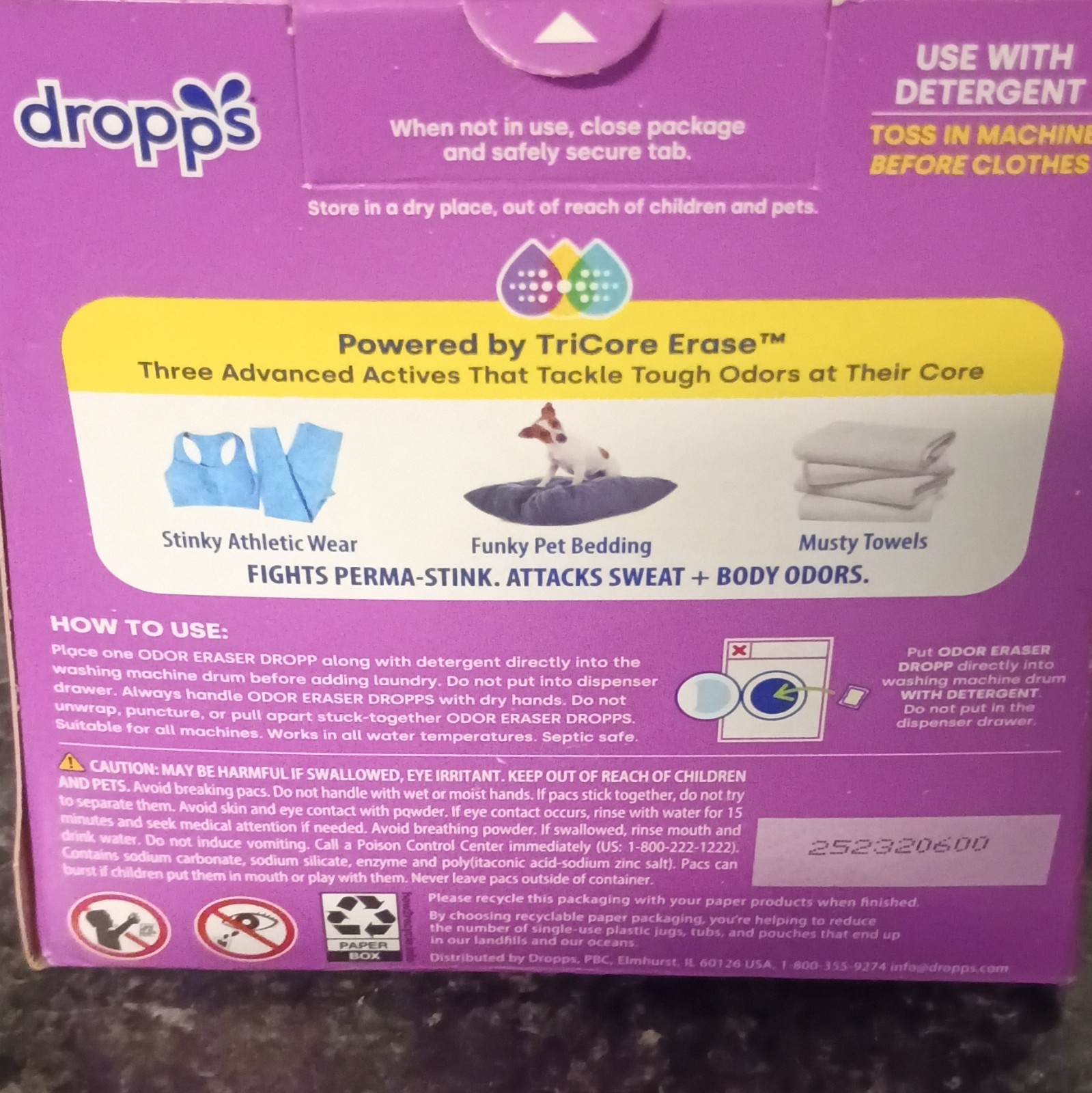 Dropps Odor Eraser Biobased HE Laundry Additive Pods, 64 Count