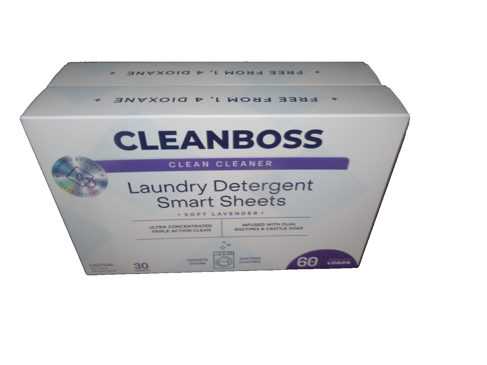 2-Boxes CLEANBOSS ECO-FRIENDLY Laundry Detergent Sheets 60 Loads EA. Lavender