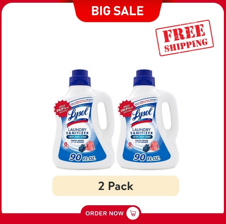 [SALE] (2 pack) Lysol Laundry Sanitizer Additive, Crisp Linen, 90 fl oz