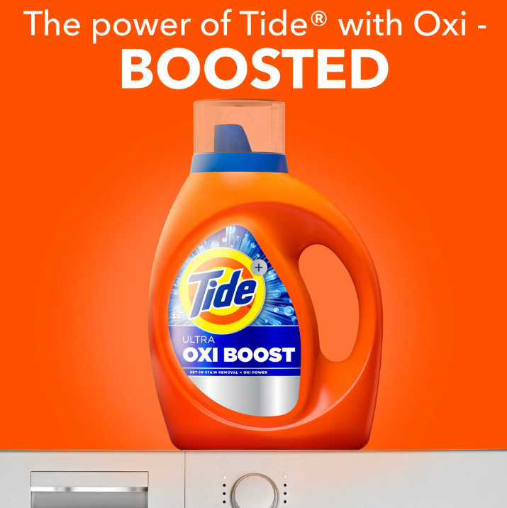Tide Laundry Detergent Liquid, Ultra Oxi Boost, Stain Remover, 73 fl oz 52 loads