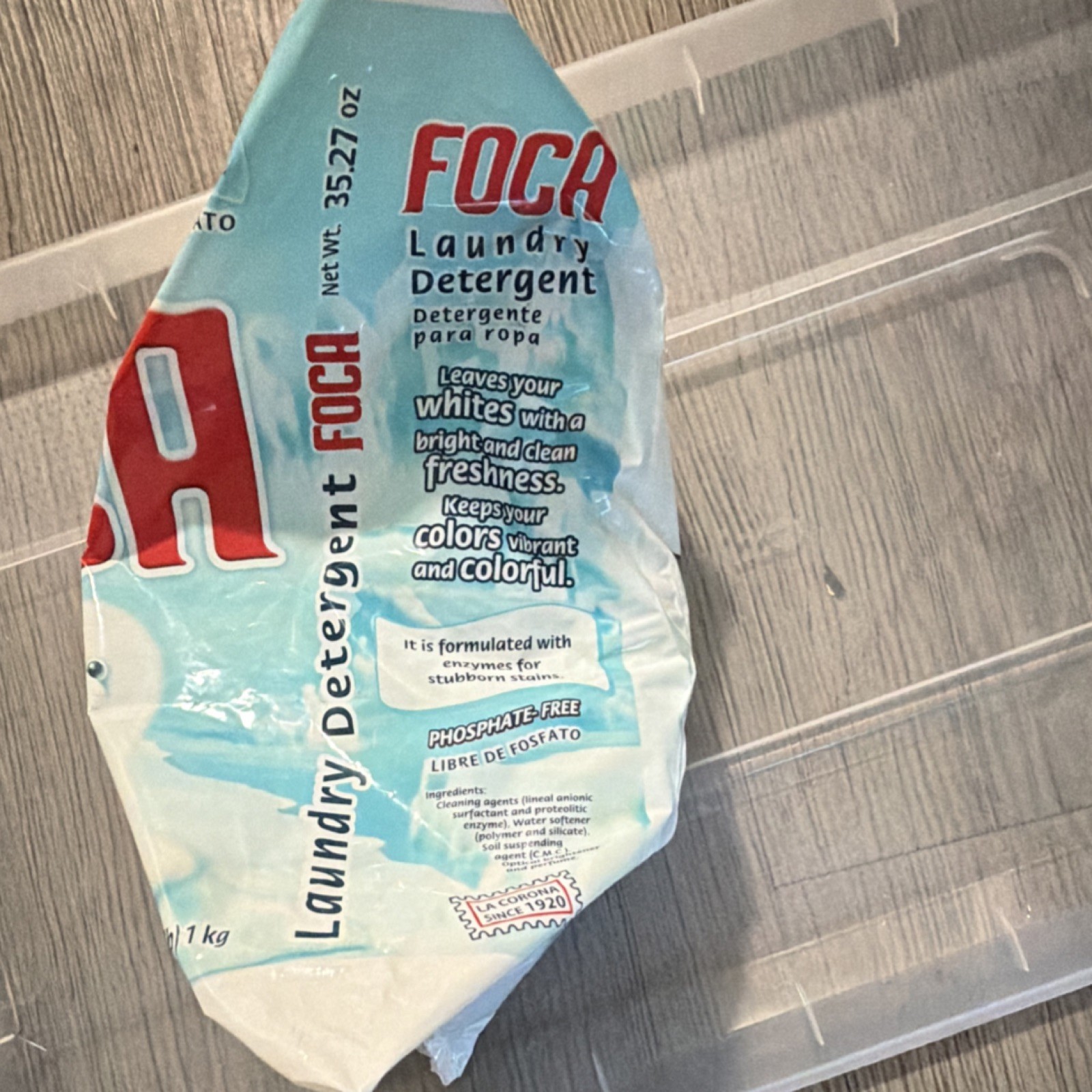 Foca Laundry Detergent Powder 35.27 oz Phosphate-Free Enzyme Stain Removal