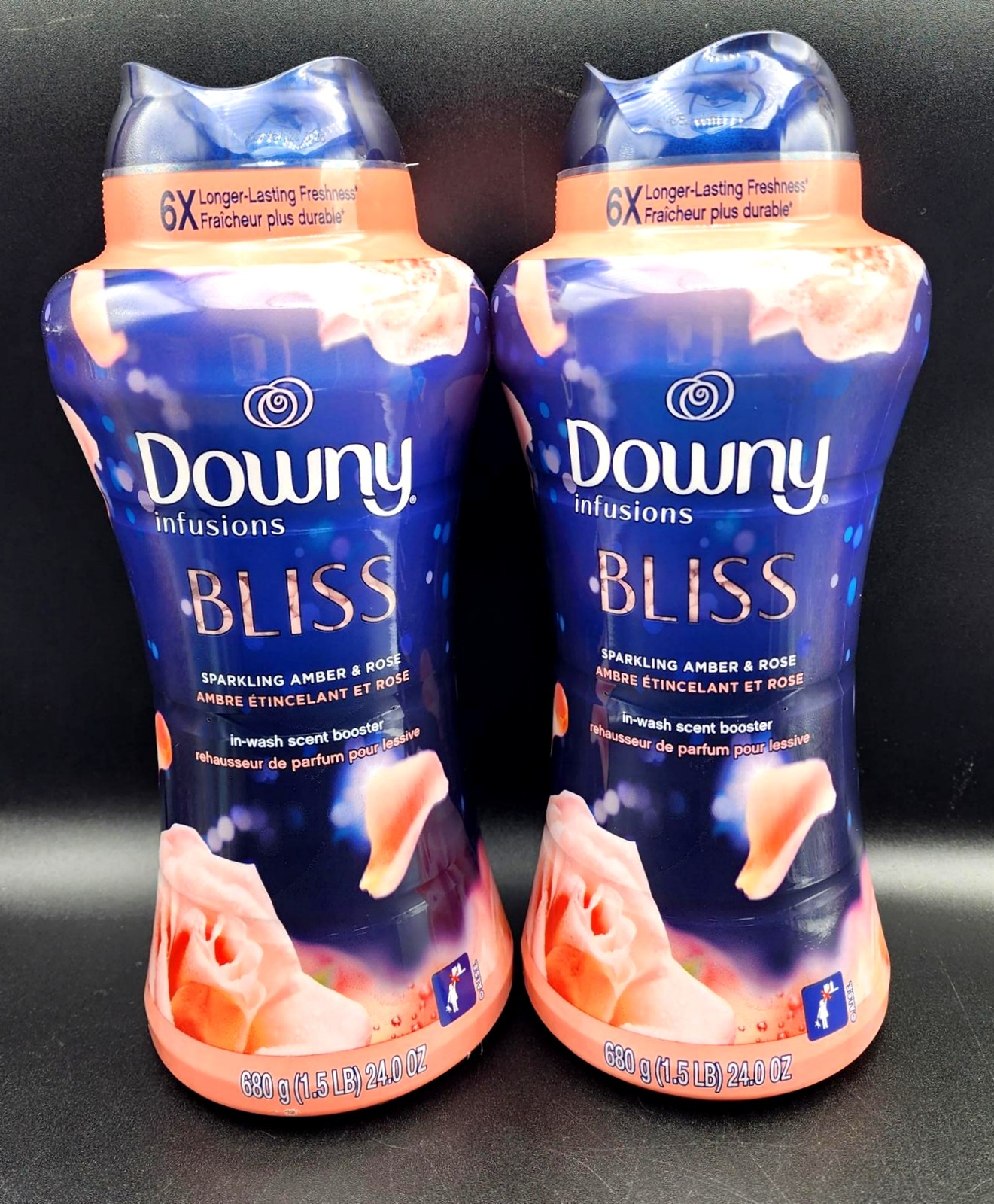 4 Downy Infusions BLISS Sparking Amber&Rose In Wash Scent Booster Bead HUGE 24oz