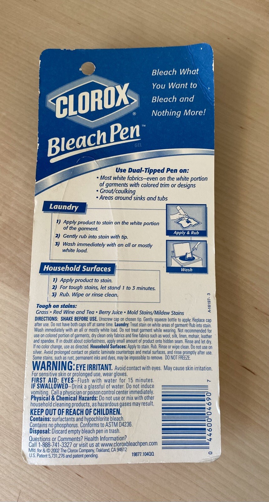 Clorox Bleach Pen Gel For Whites Dual Tipped 2002 Discontinued 2 Oz Sealed NEW