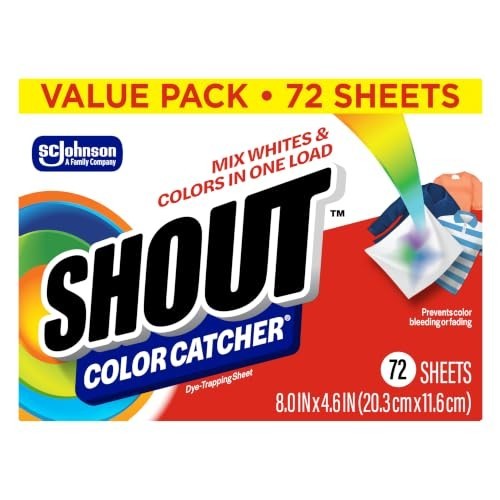 Color Catcher Sheets Laundry 72 Count Dye Trapping Prevent Color Runs HE Washer