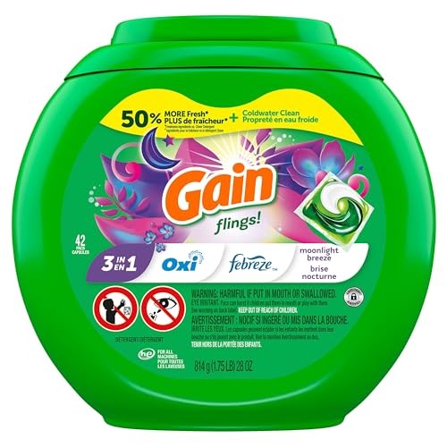 Gain 42 Count (Pack of 1), Flings Moonlight Breeze 42 Laundry Pacs