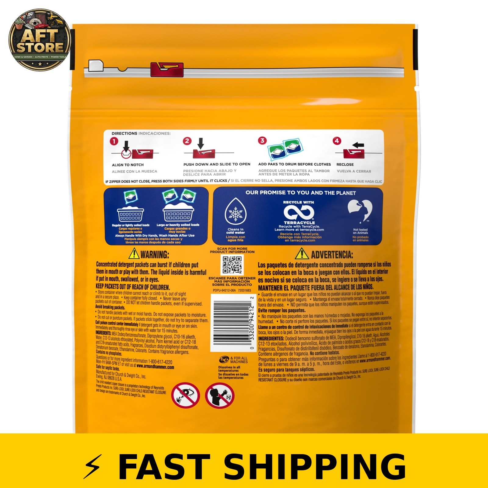 ARM & HAMMER Plus OxiClean 5-in-1 Laundry Detergent Paks, Fresh Scent, 42 Count