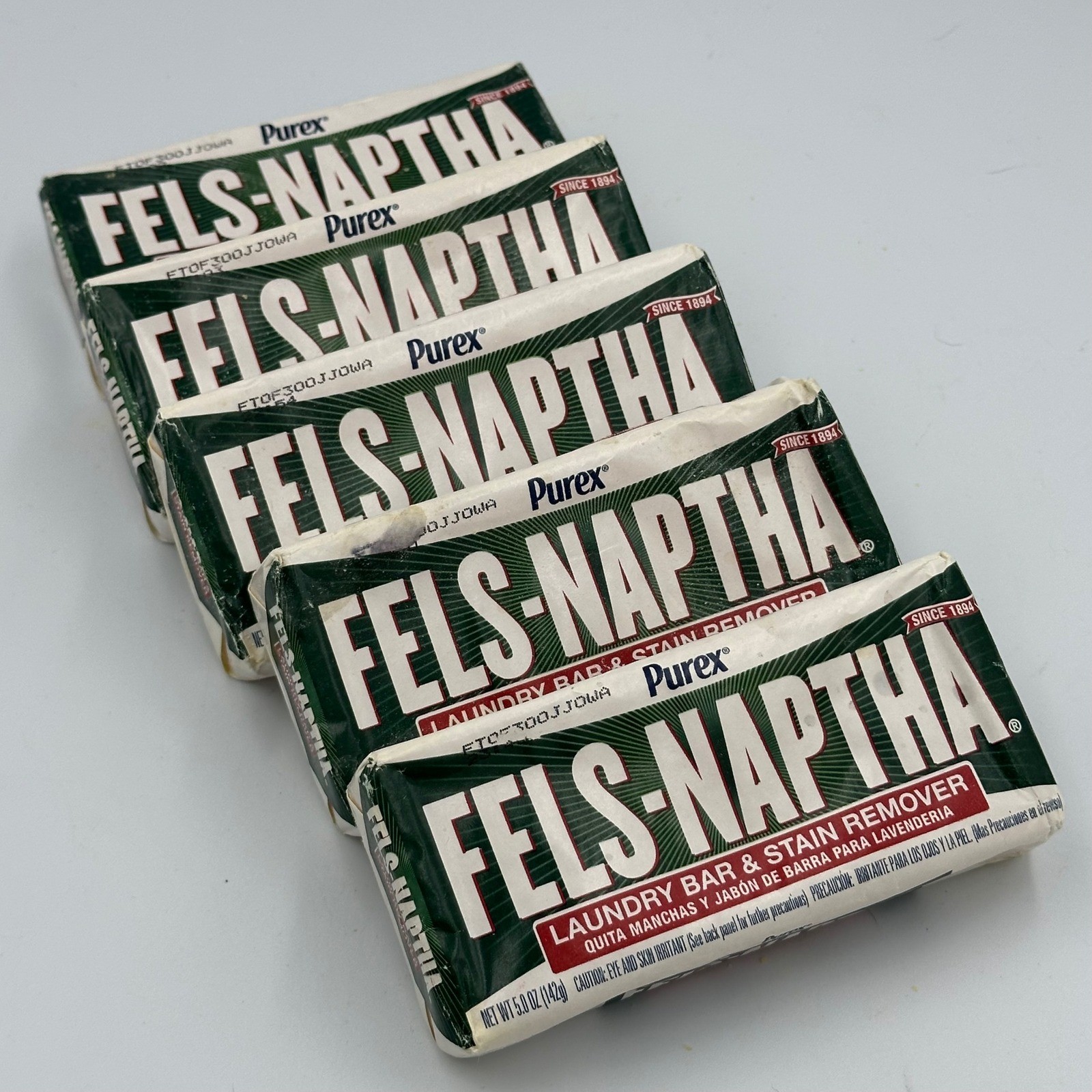 Fels-Naptha Laundry Bar & Stain Remover Soap (5 Bars) Classic Cleaner