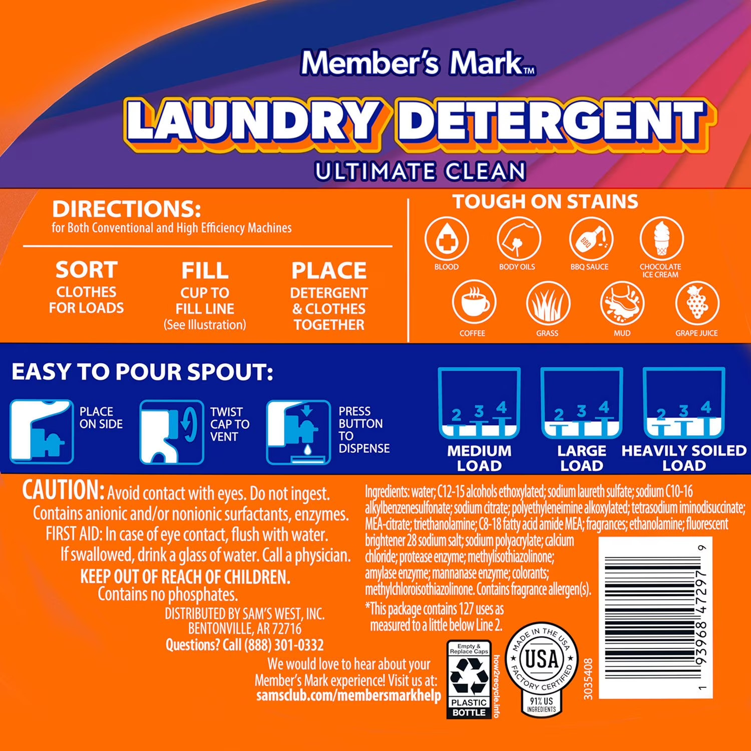 Member’s Mark Liquid Laundry Detergent Fresh Scent 196 fl oz 127 Loads HE Clean