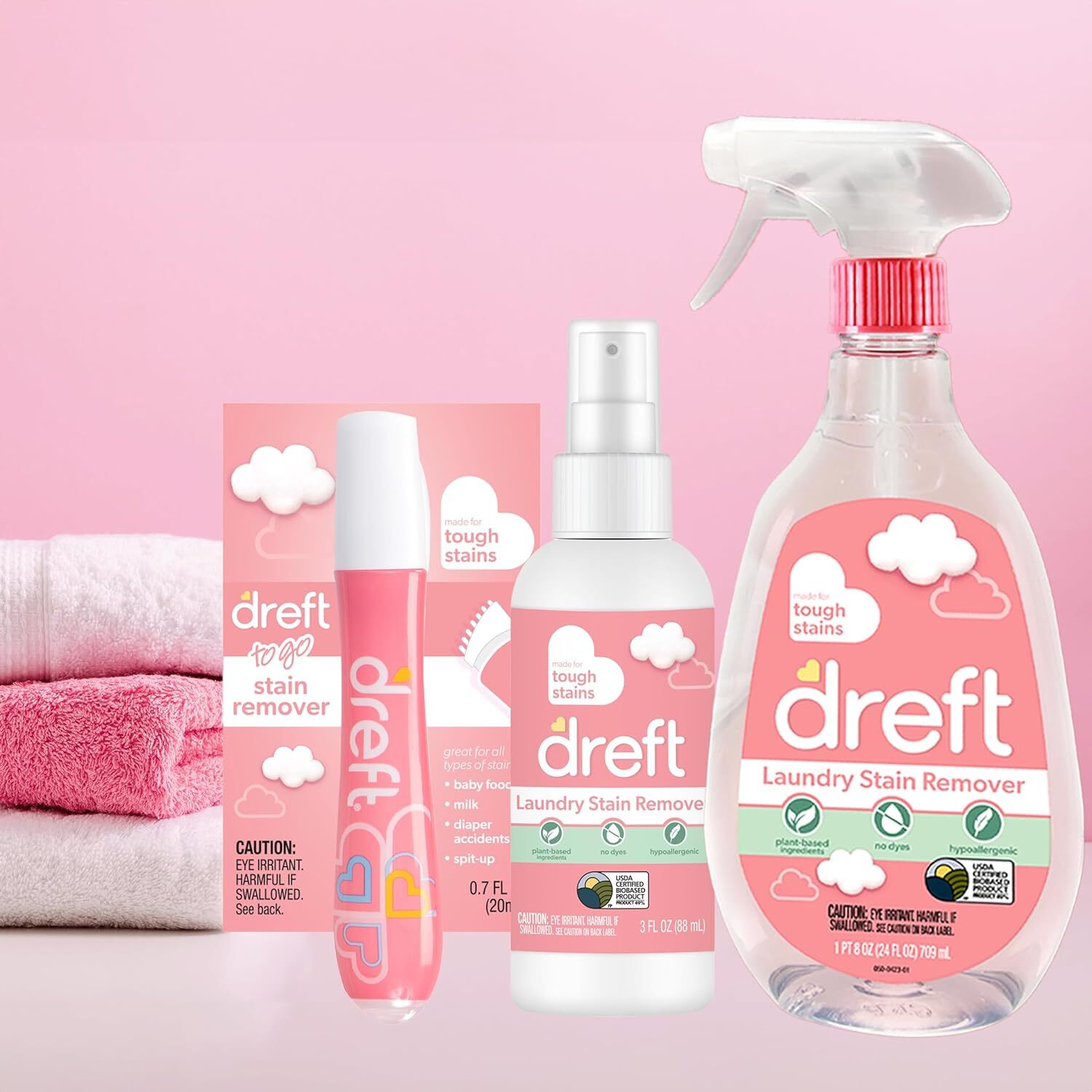 Dreft Stain Remover for Baby Clothes, Fragrance Free 24.35 Fl Oz (Pack of 2)