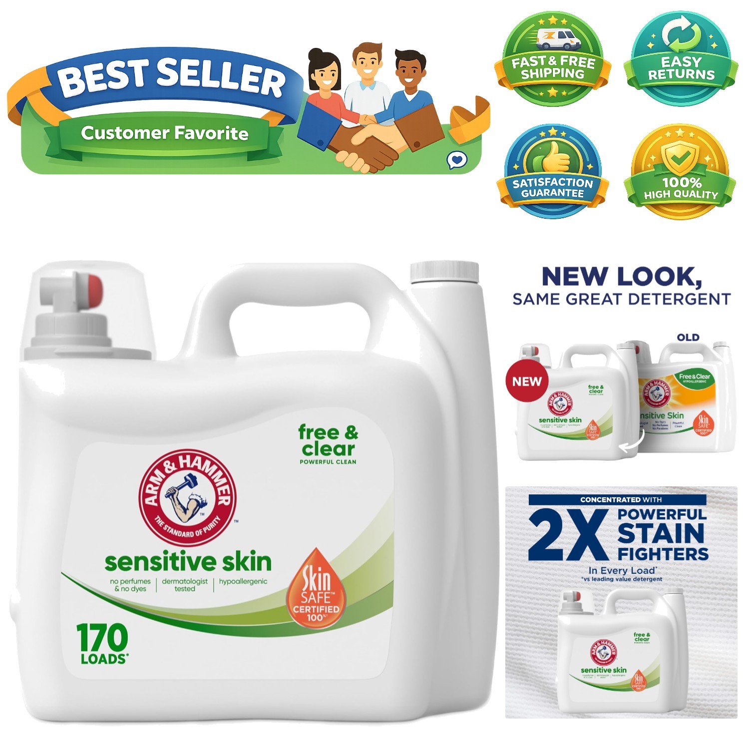 Sensitive Skin Free Clear, 170 Loads Liquid Laundry Detergent, 170 Fl oz