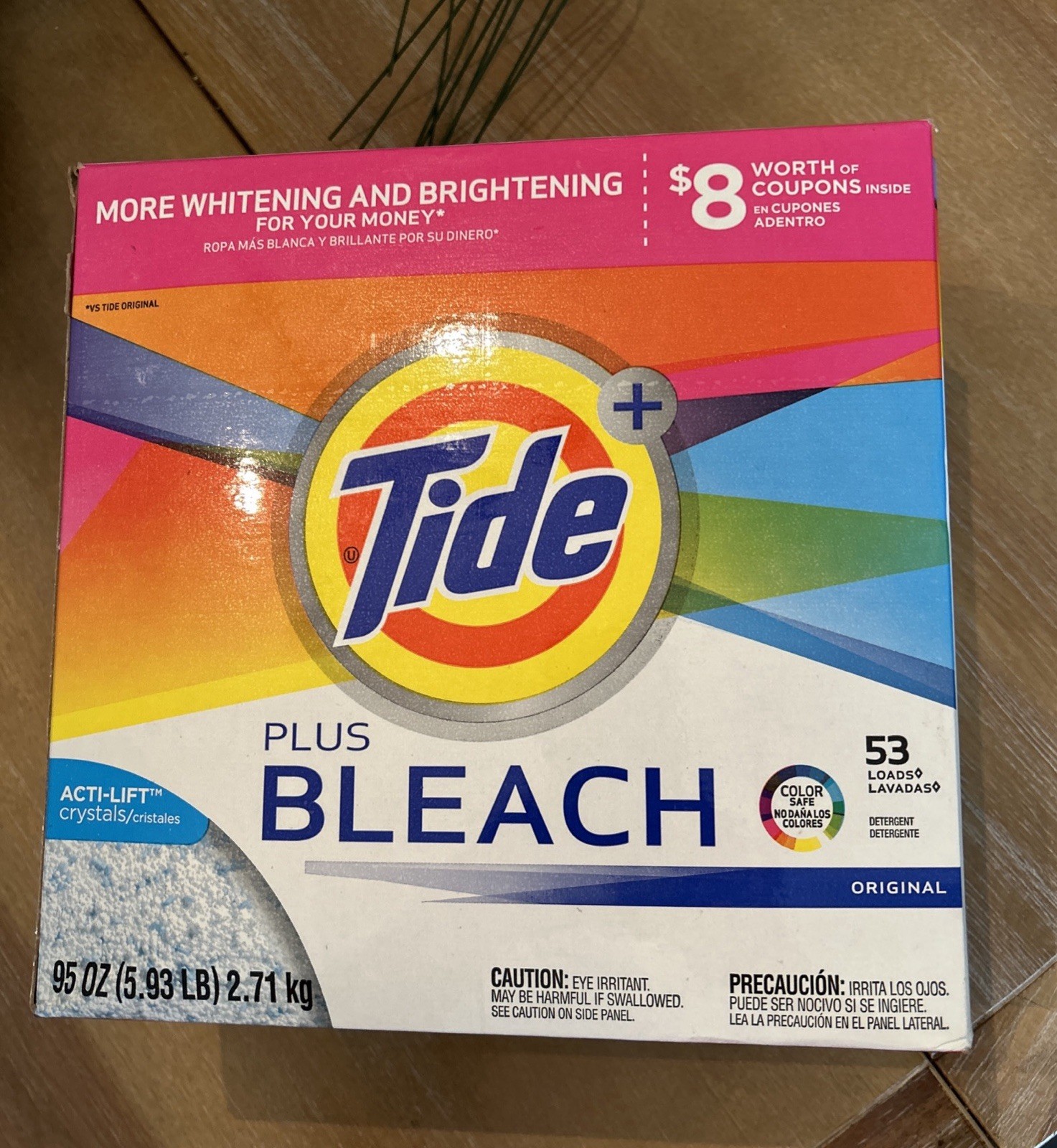 Tide Plus Bleach Original Powder Laundry Detergent 95 Oz (2.71kg) 53 Loads