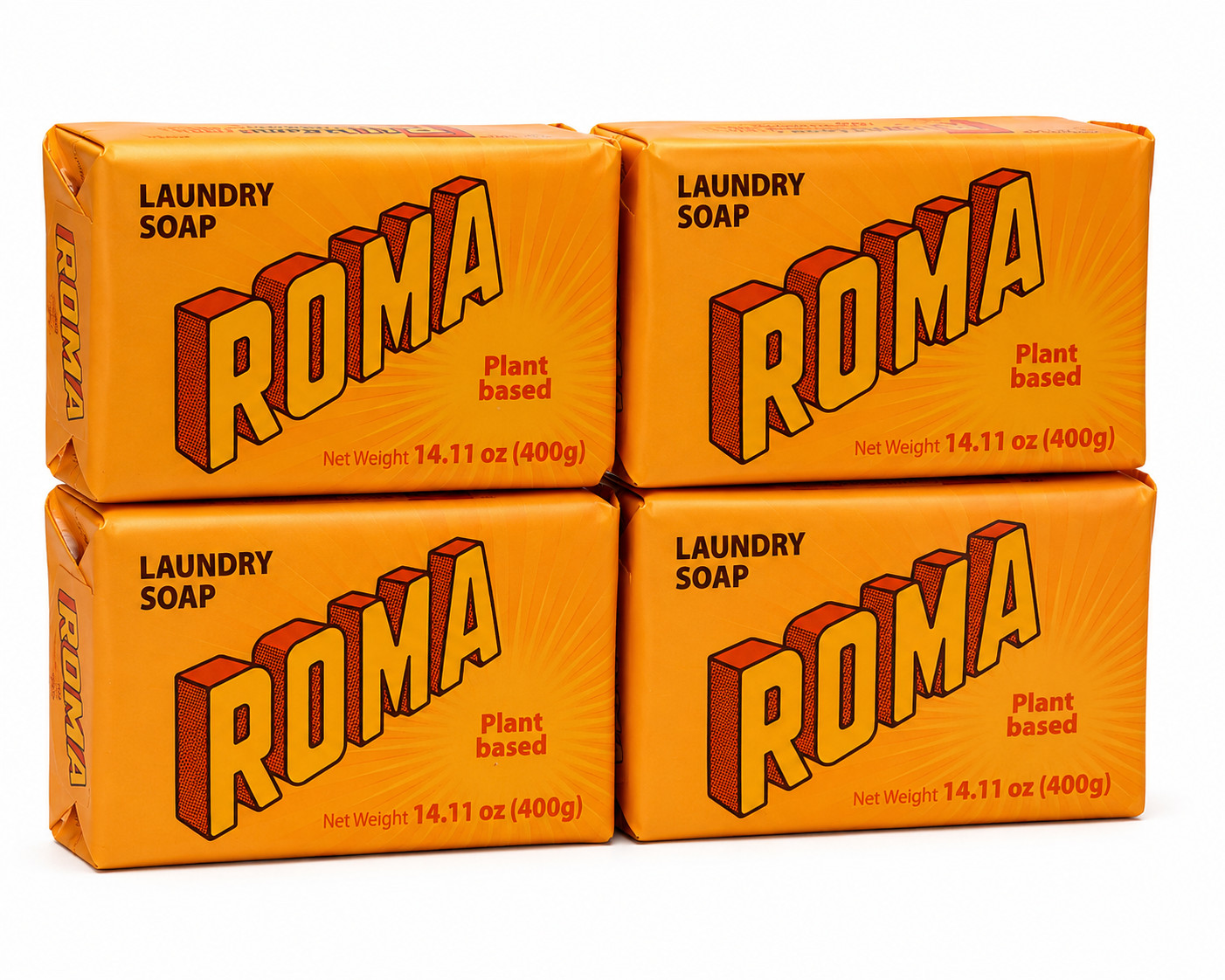 ROMA Laundry Soap Bar 4 Pack 14.11 oz 400g Plant Based Stain Remover Made in Mex
