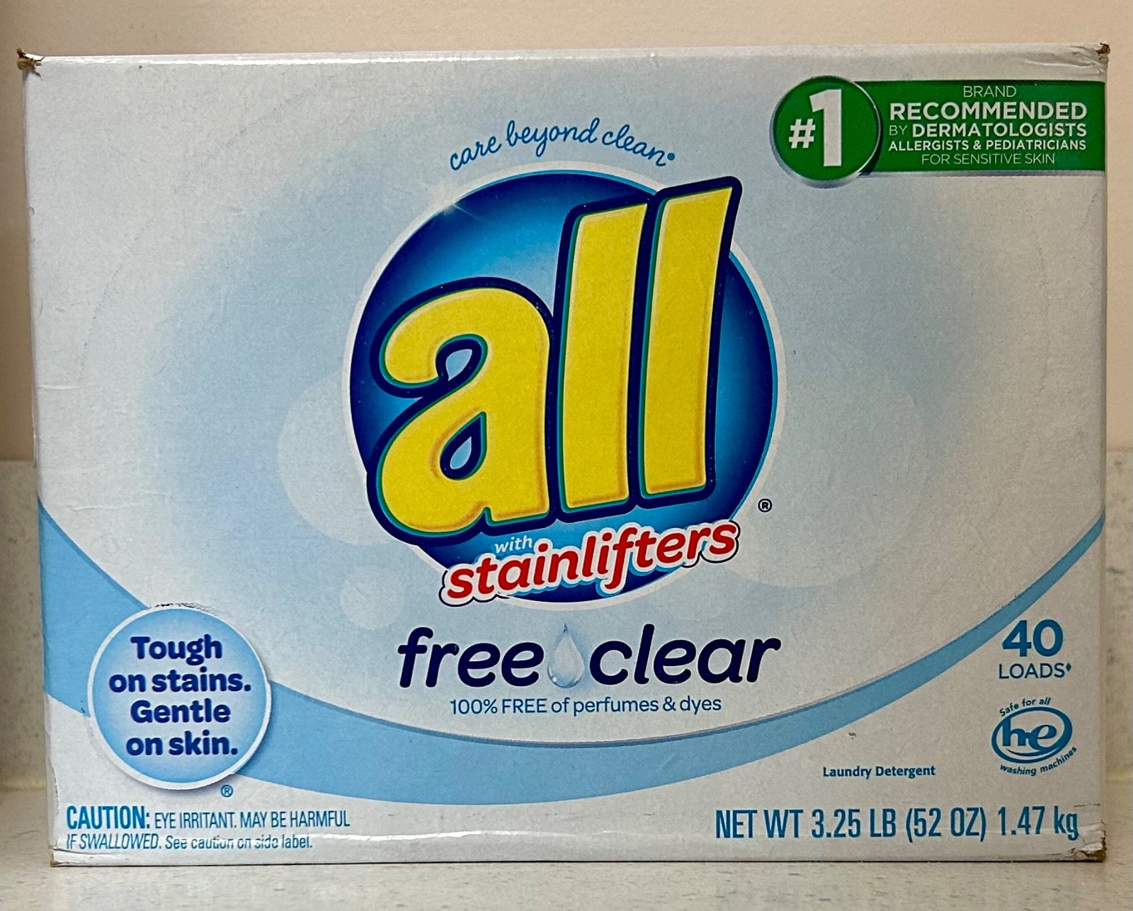 1x All Free & Clear Powder Laundry Detergent 40 Loads 52 oz