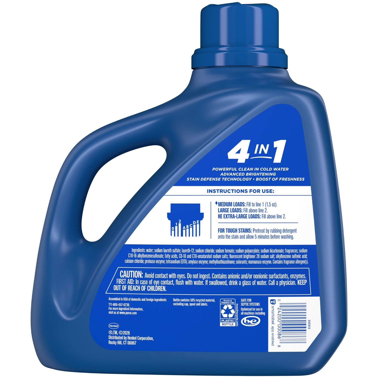 Purex Liquid Laundry Detergent Plus OXI, Stain Defense Technology, 128 Fl Oz