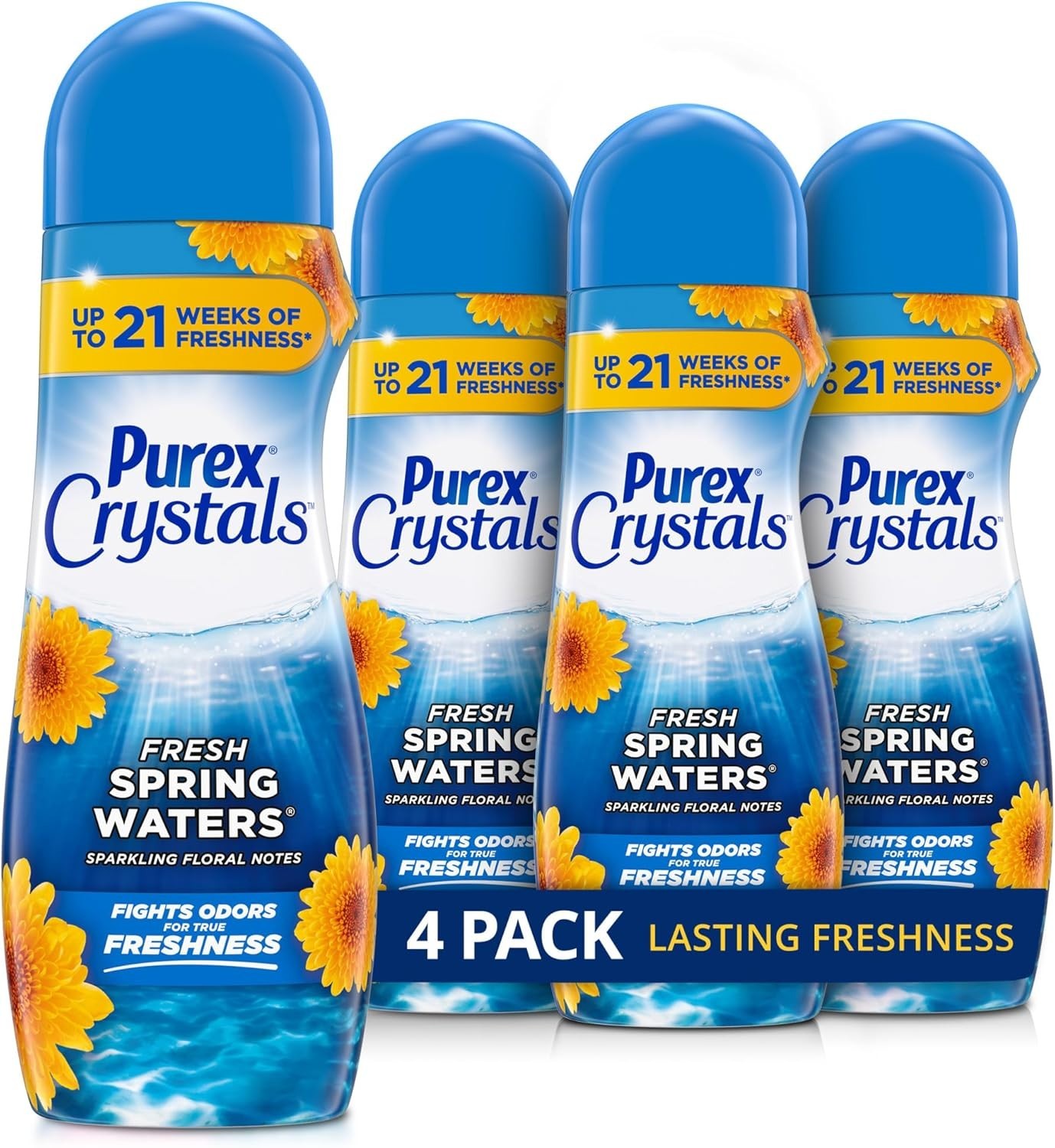 Purex Crystals In-Wash Fragrance and Scent Booster, Fresh Spring 21oz Pack of 4