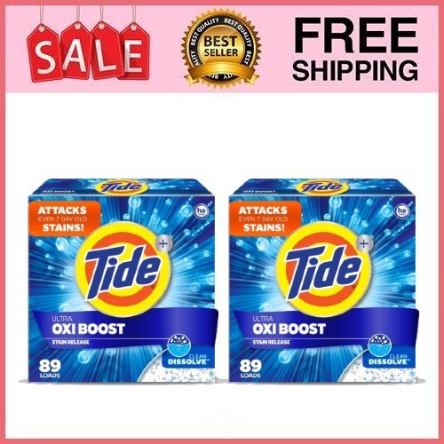 2 Box Tide Laundry Detergent Plus Ultra Oxi Powder, 73 Loads, 114 oz Box