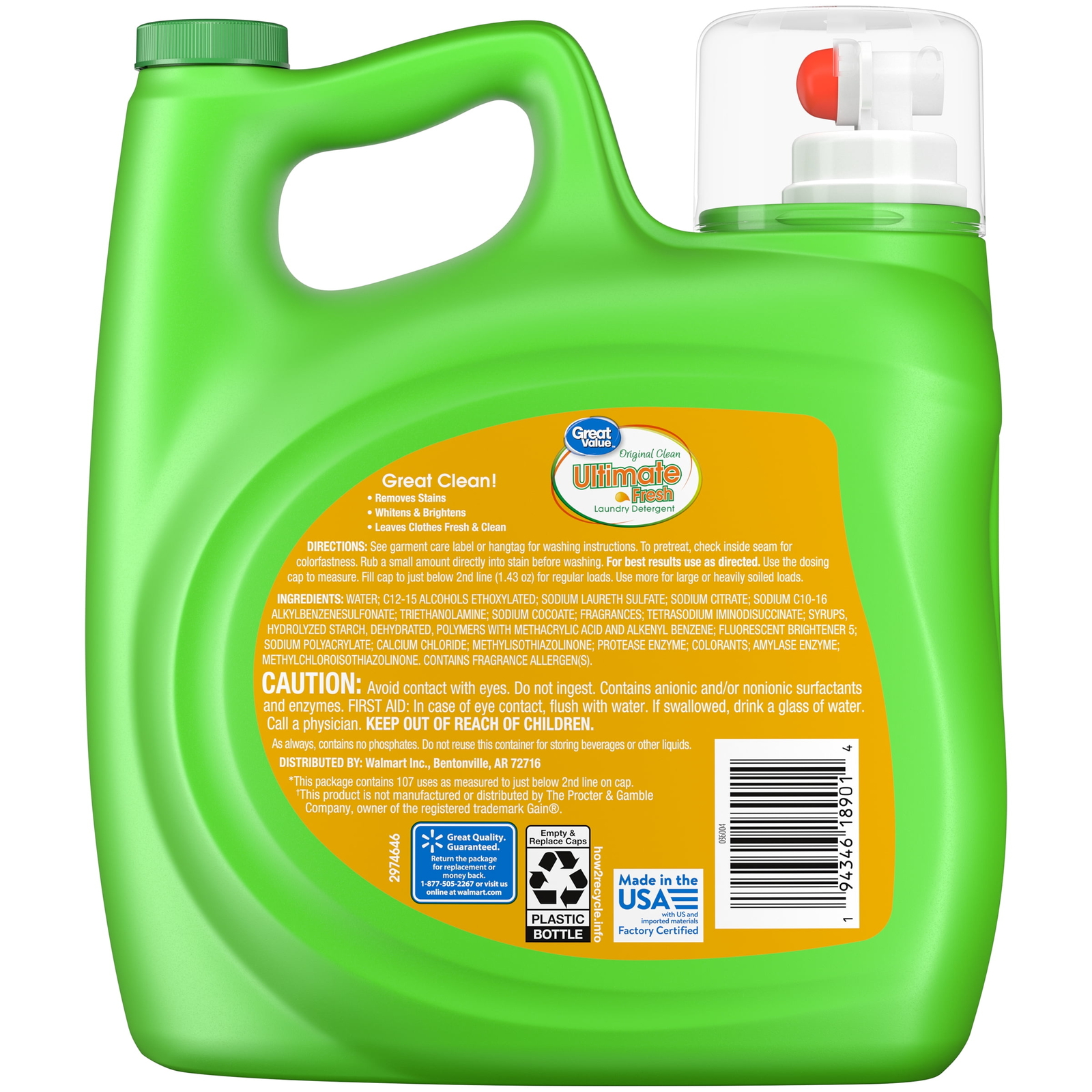 Ultimate Fresh Laundry Detergent, Original Clean, 154 fl oz, 107 Loads