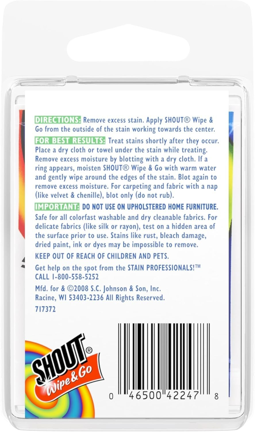 Shout Wipes, Wipe and Go Instant Stain Remover, Laundry Stain and Spot Remove…