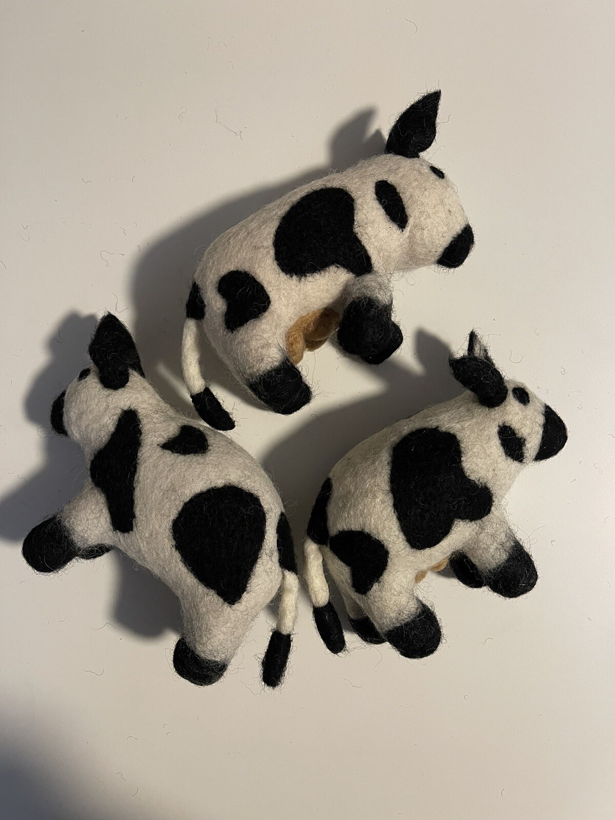 Cow Shaped Dryer Balls 100% Organic New Zealand Wool All Natural Handmade 3 Pack
