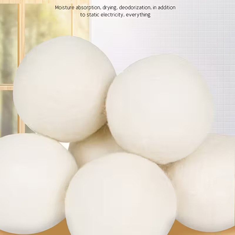 6 XL Wool Dryer Balls Natural Fabric Softener 100% Organic+ reusable bag