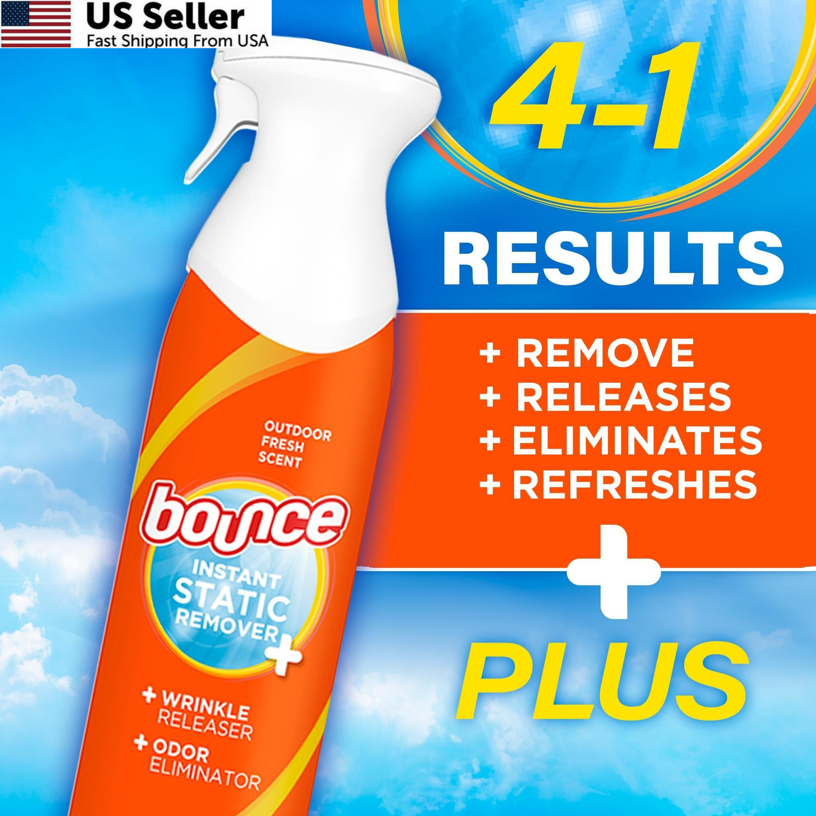 Bounce Rapid Touch-Up 3 in 1 Wrinkle Releaser 9.7 Ounce (Pack of 2), Clear