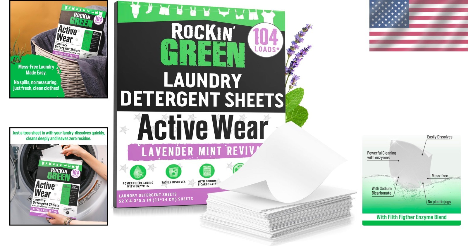 Dye Free & Chemical Free Laundry Sheets – 104 Loads of Lavender Mint Freshness