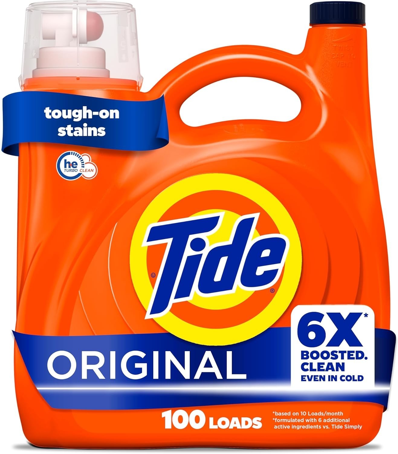 Tide Liquid Laundry Detergent, Original Scent, 125 fl oz, 100 Loads, Boosted