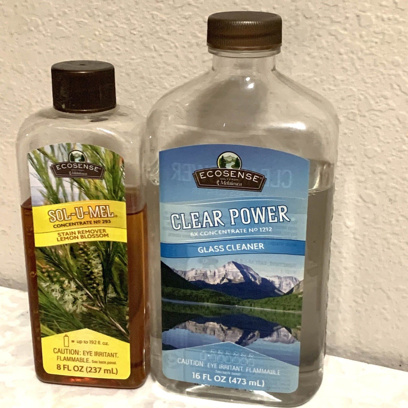 Melaleuca Ecosense Sol-U-Mel Lemon Stain Remover /Clear Power Glass Cleaner USED