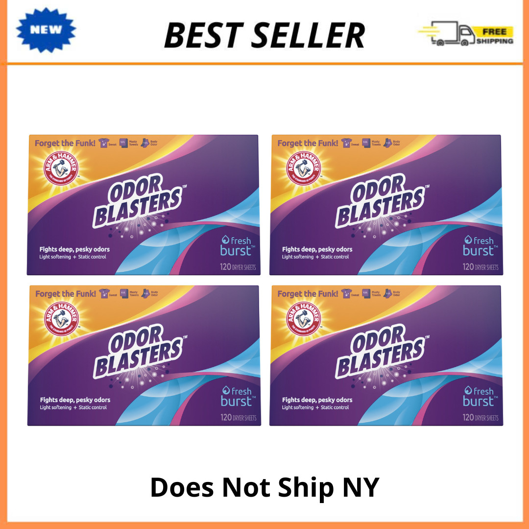 Arm & Hammer Odor Blaster Dryer Sheets, Fresh Burst, 120 Ct ( Pack 4, 480 Ct )