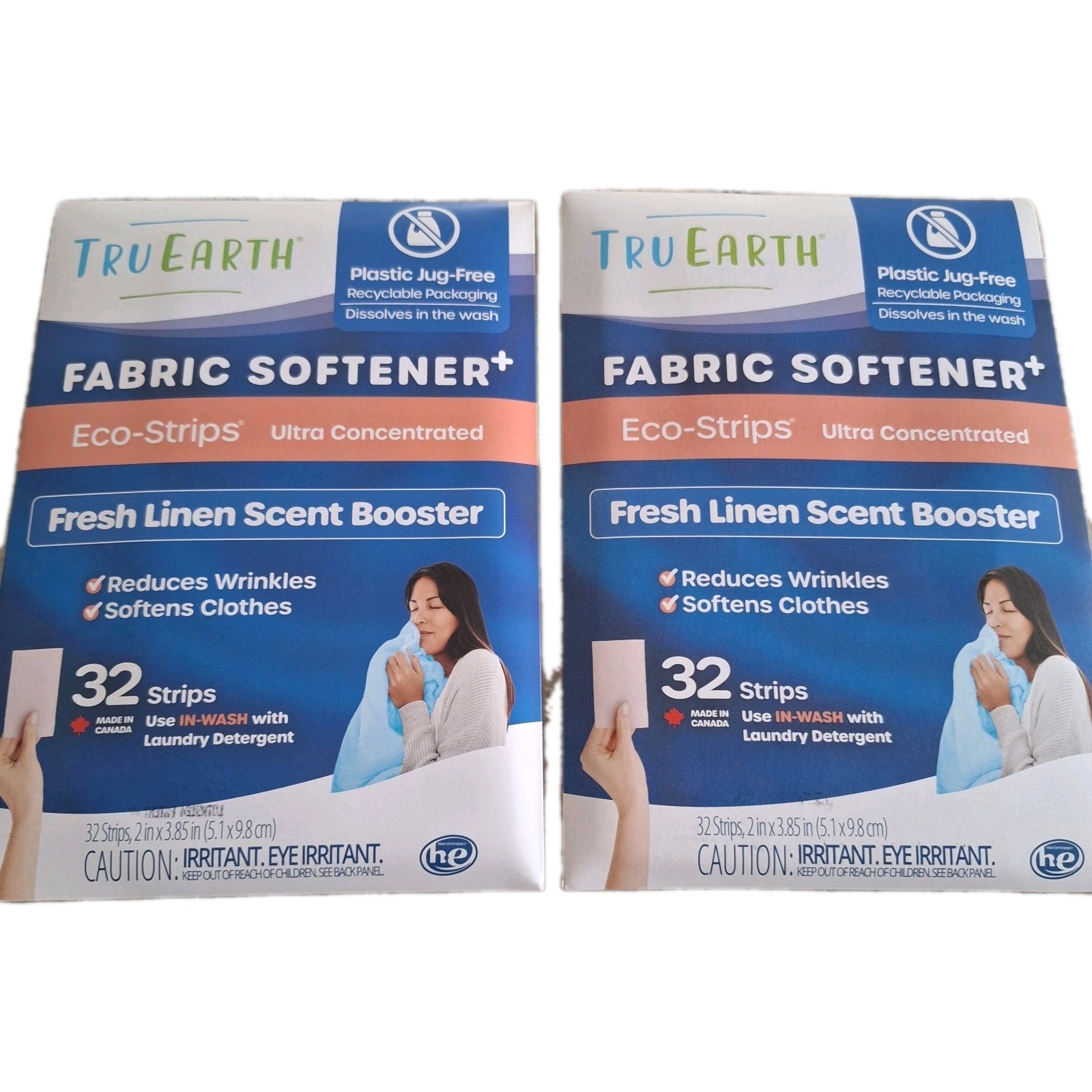 2 X Tru Earth Fabric Softener Eco STRIPS Fresh Linen Scent Booster True In Wash