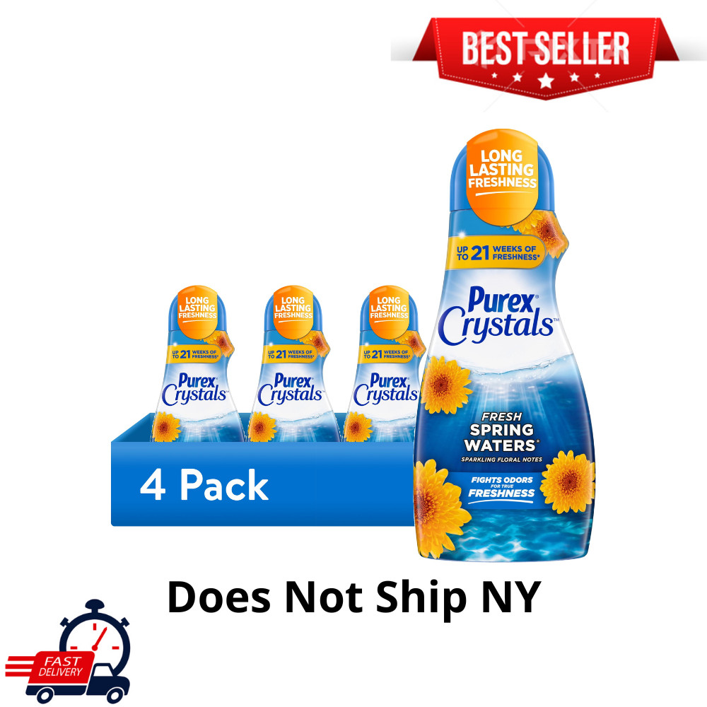 Purex Crystals In-Wash Laundry Scent Booster, Fresh Spring Waters, 39 oz, 4 Pack