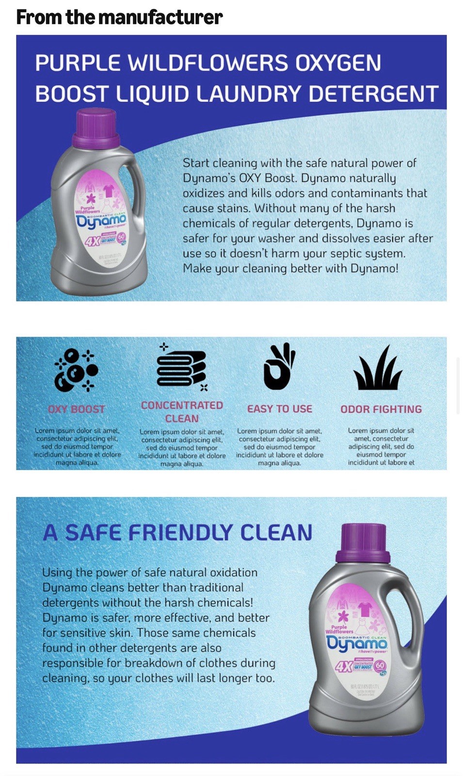Dynamo Laundry Detergent Purple Wildflowers HE Oxy Boost Hypoallergenic 60 Loads