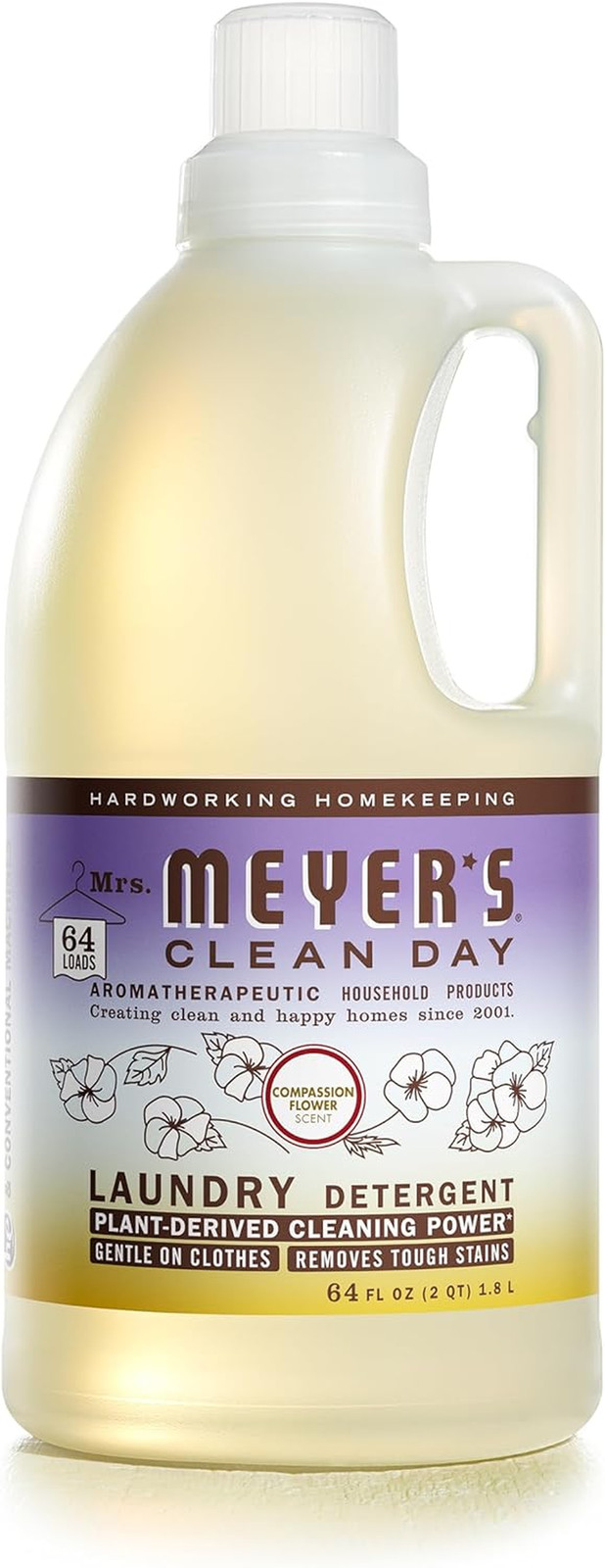 Mrs. Meyer’s Clean Day Liquid Laundry Detergent, Compassion Flower, 64 Oz