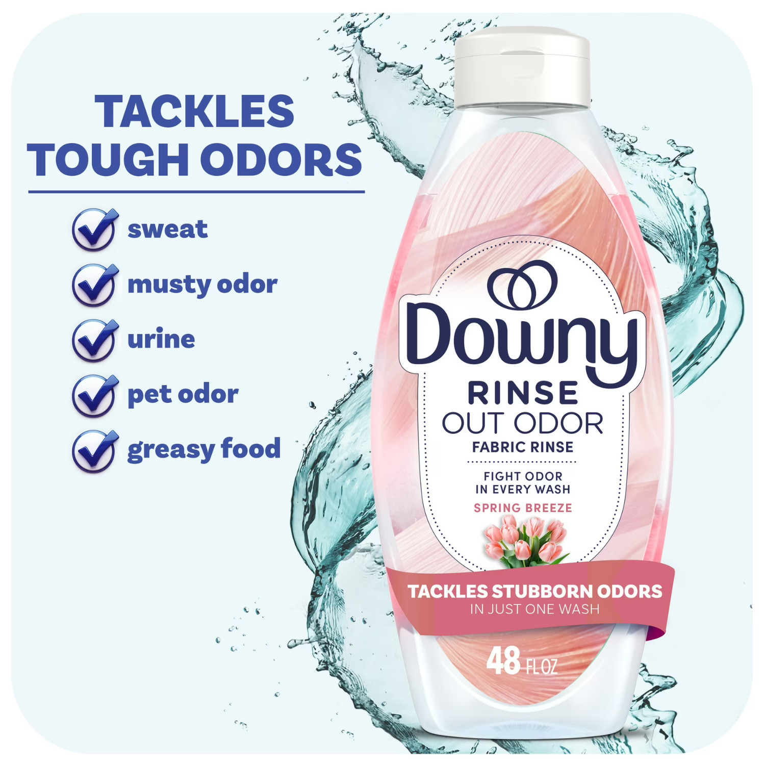 (2 Pack) Downy Rinse Out Odor Laundry Rinse Spring Breeze 48 oz Fabric Freshener