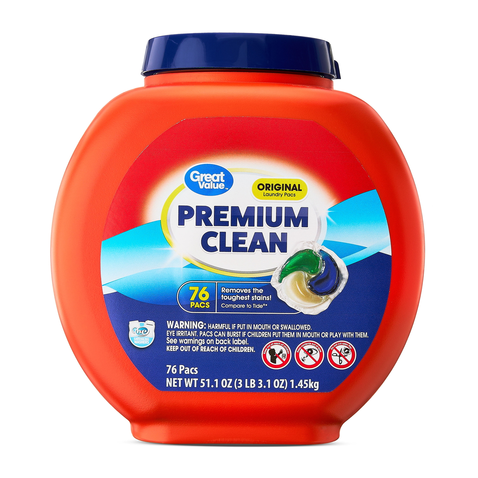 Premium Clean Laundry Pacs, Original Scent, 76 Count